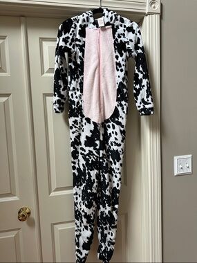 Black & White Cow Print women’s Onesie with Pink Front